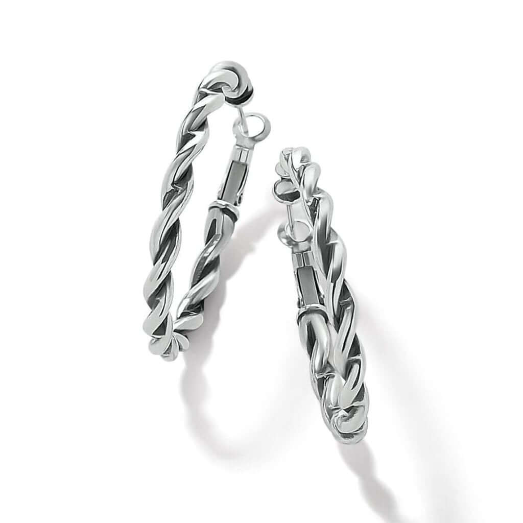 Brighton : Interlok Twist Oval Leverback Hoop Earrings in Silver - Image 2