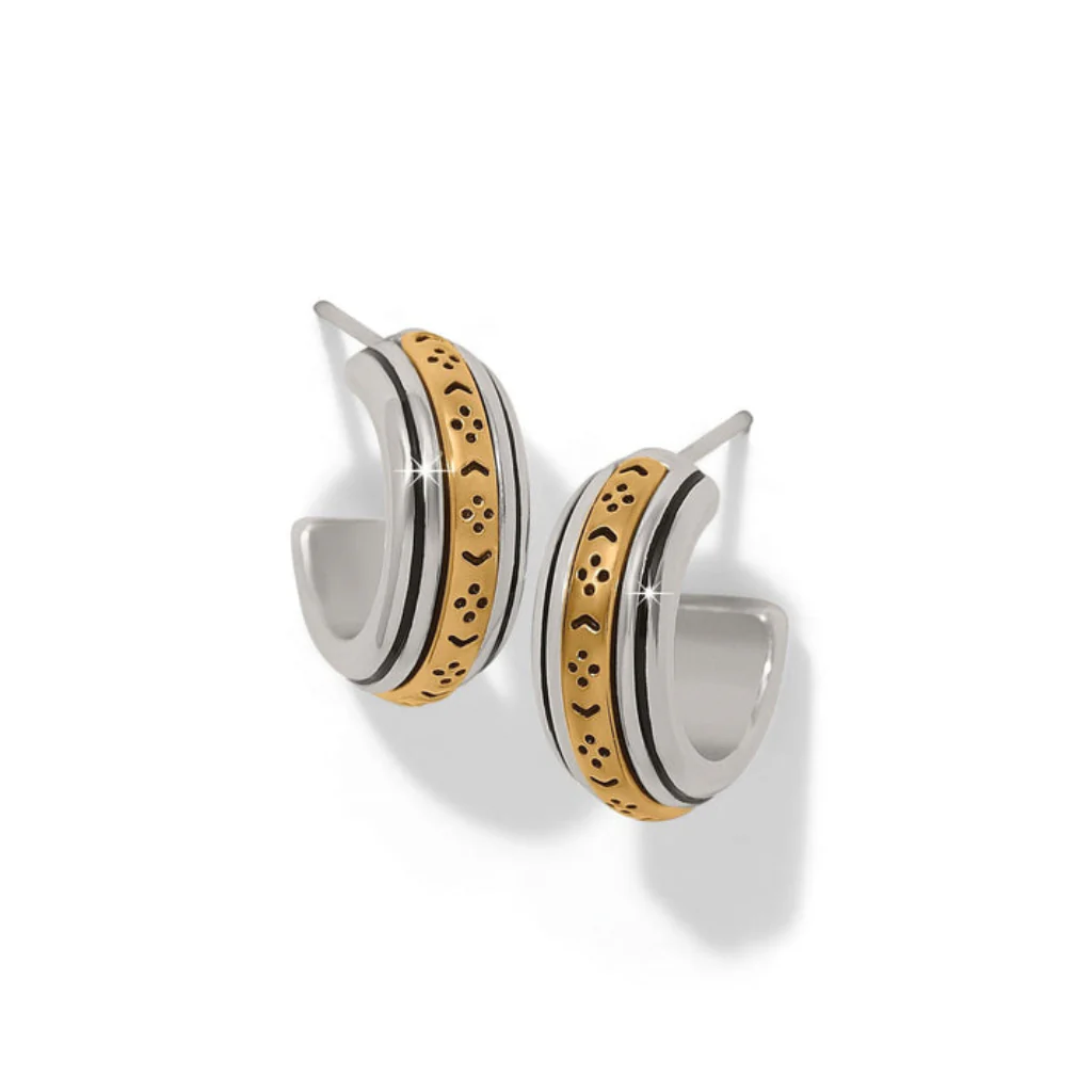 Brighton : Mosaic Two Tone Mini Hoop Post Earrings