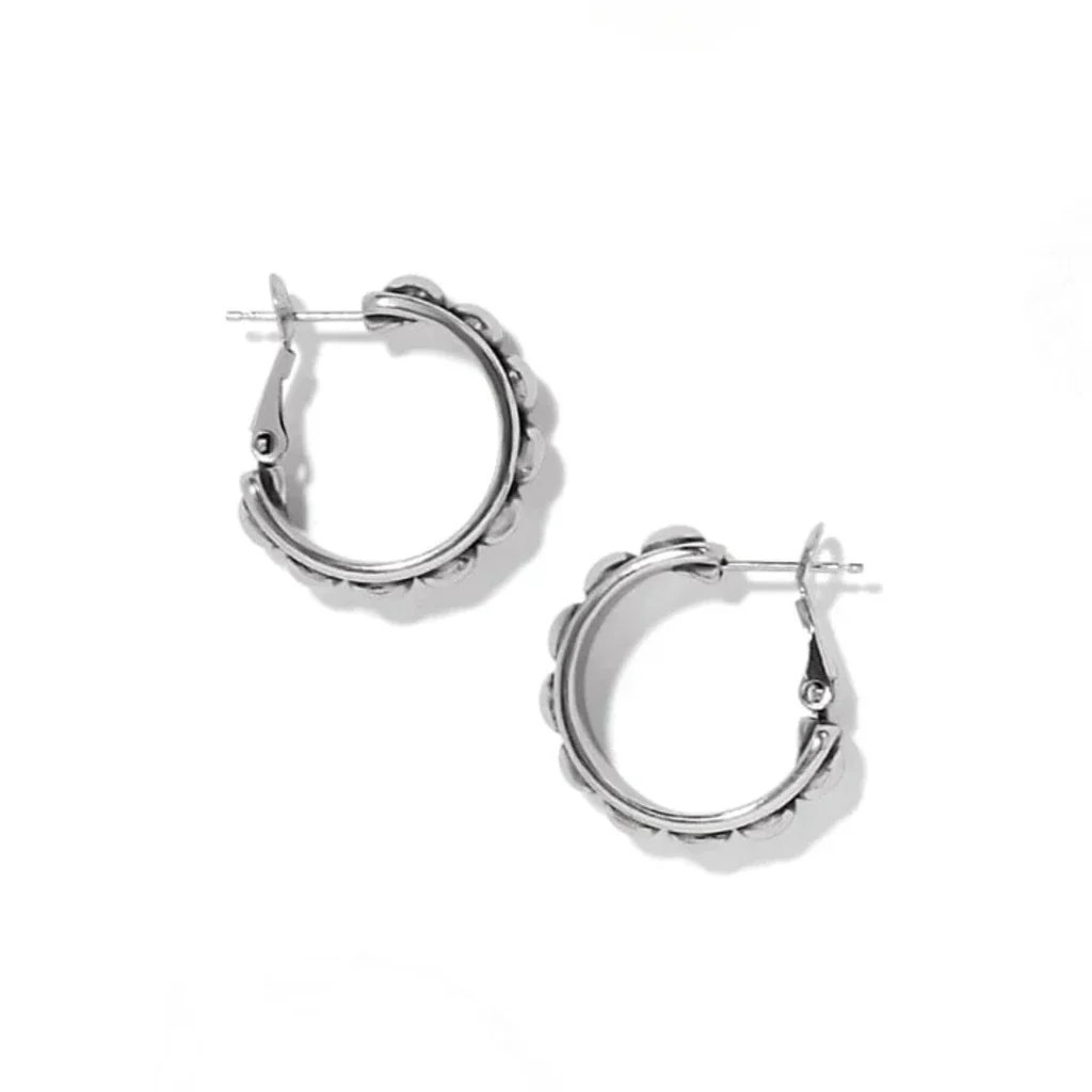 Brighton : Pretty Tough Stud Medium Leverback Hoop Earrings - Image 2