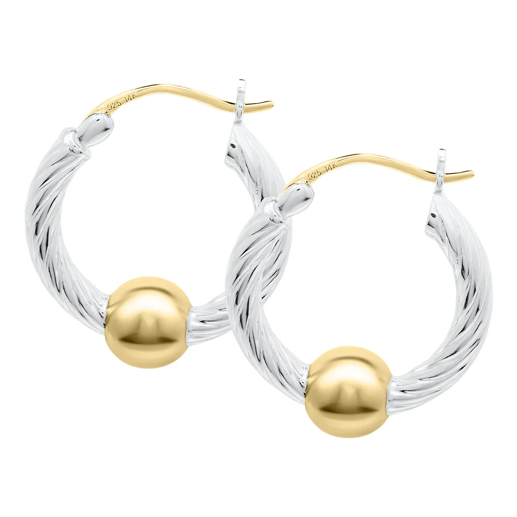 Cape Cod : Twist Hoop Earrings - Two Tone