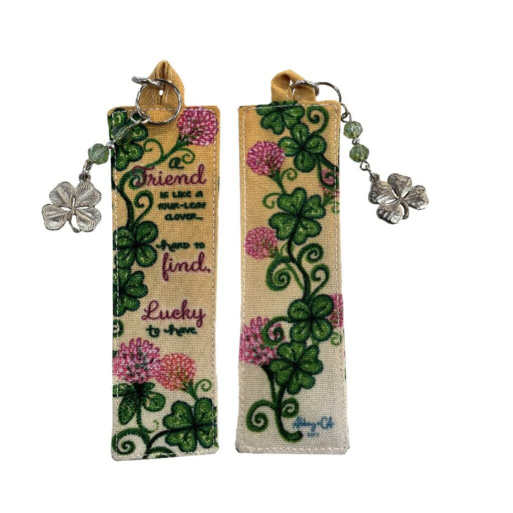 Cathedral Art : Bookmark- Friends are Like a Four Leaf Clover with Beads