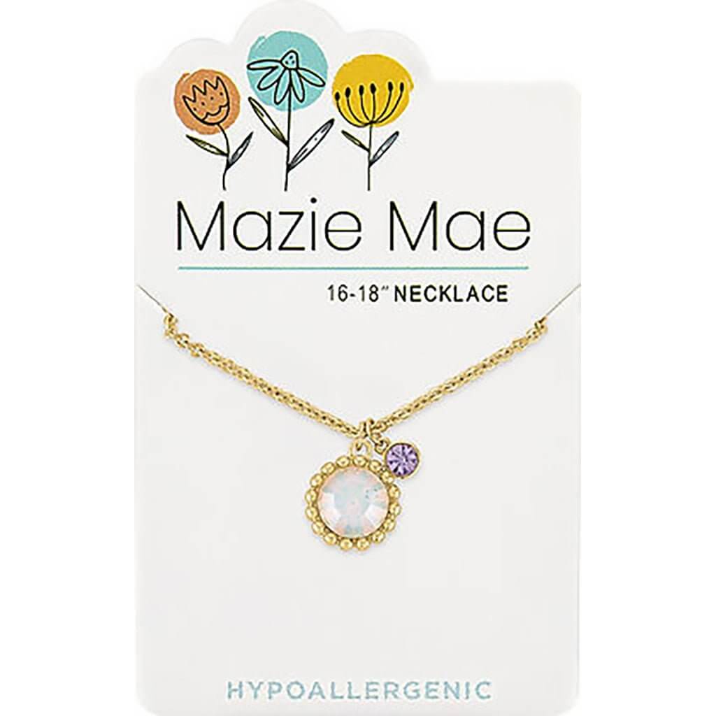 Mazie Mae : Gold Beaded White Opal and Mini Tanzanite Necklace