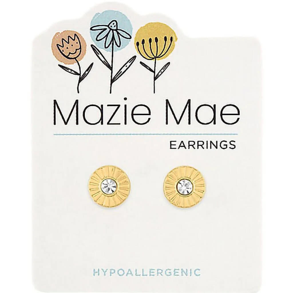Mazie Mae : Gold CZ Sunburst Stud Earrings