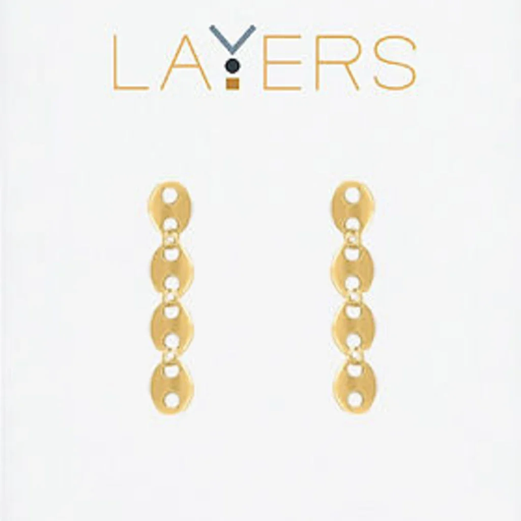 Center Court : Gold Mariner Link Dangle Layers Earring