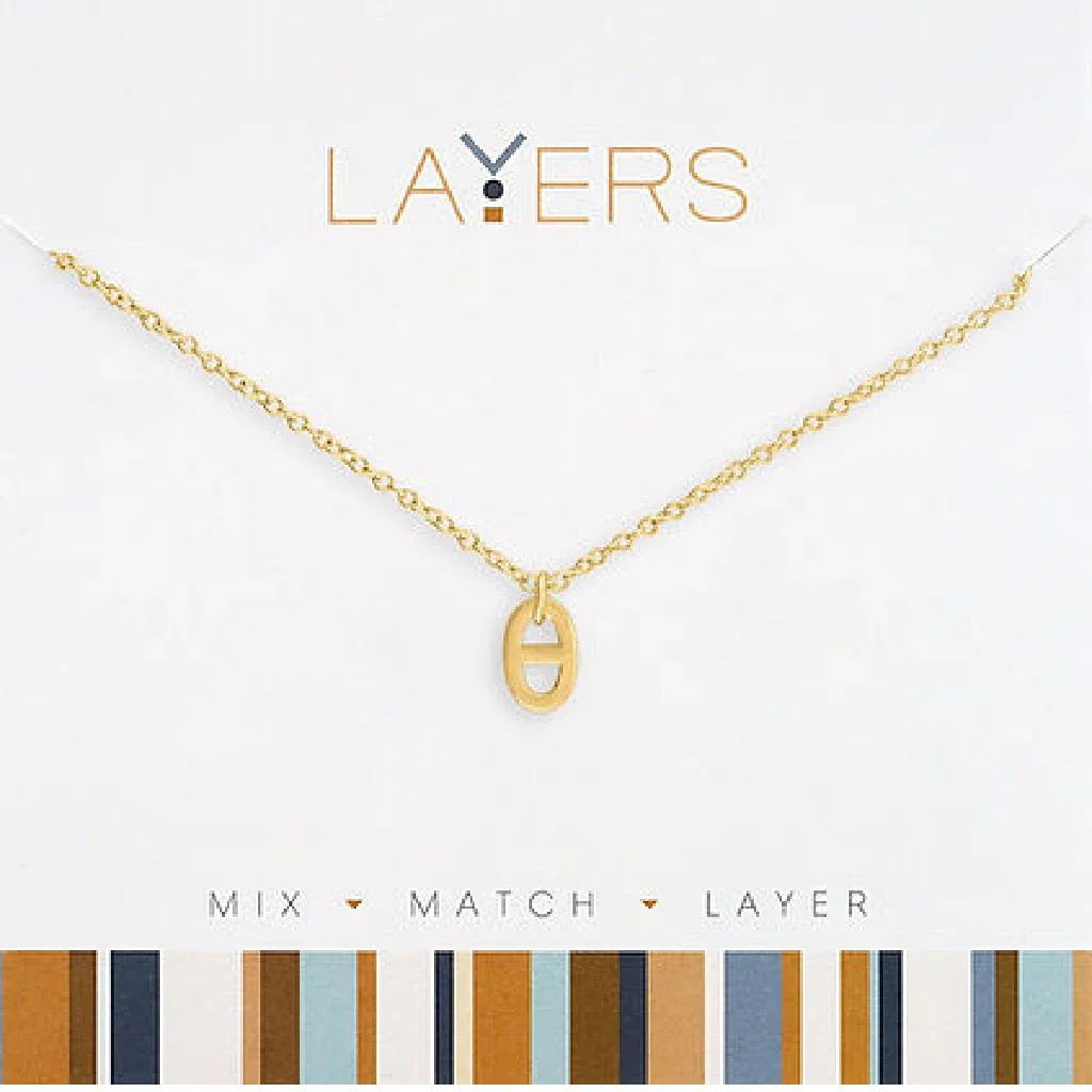 Center Court : Gold Mariner Link Drop Layers Necklace