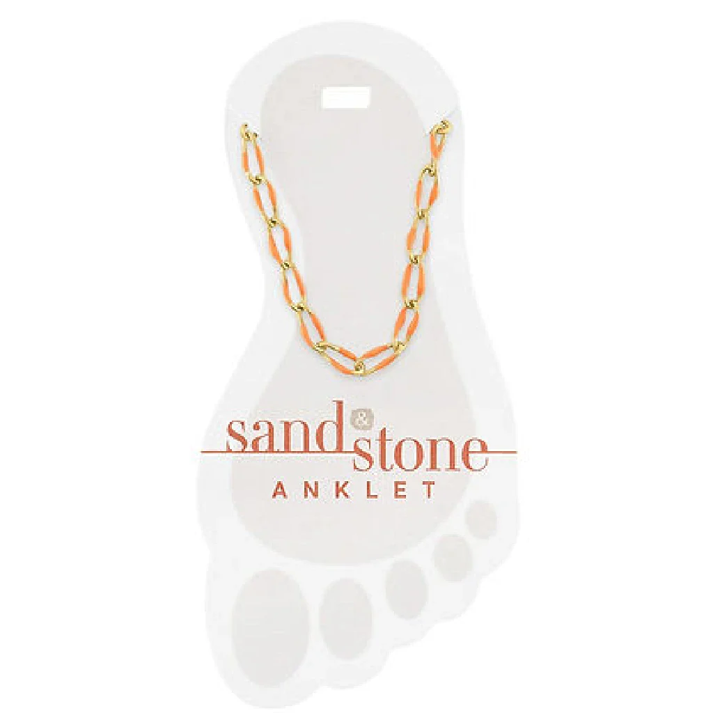 Center Court : Gold Orange Enamel Link Chain Anklet