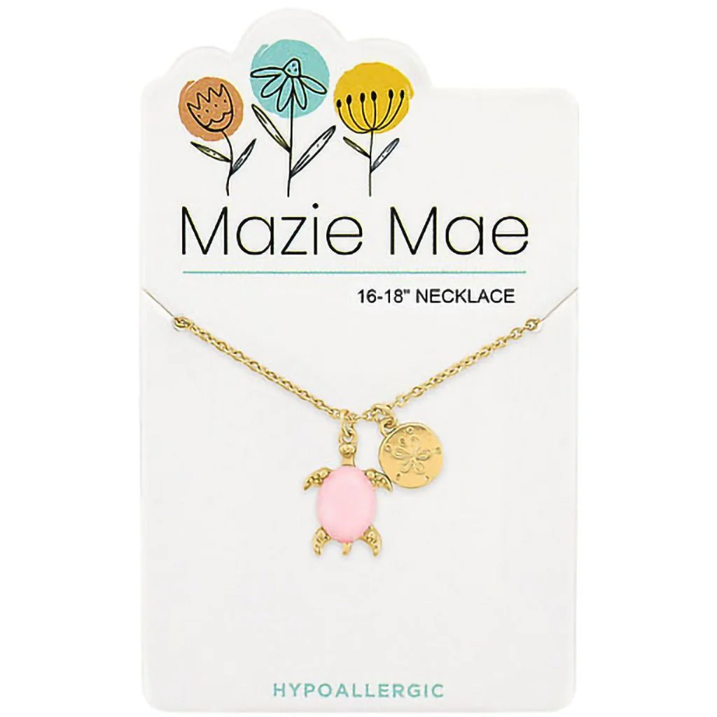 Mazie Mae : Gold Rosewater Opal Turtle & Sand Dollar Dangle Necklace