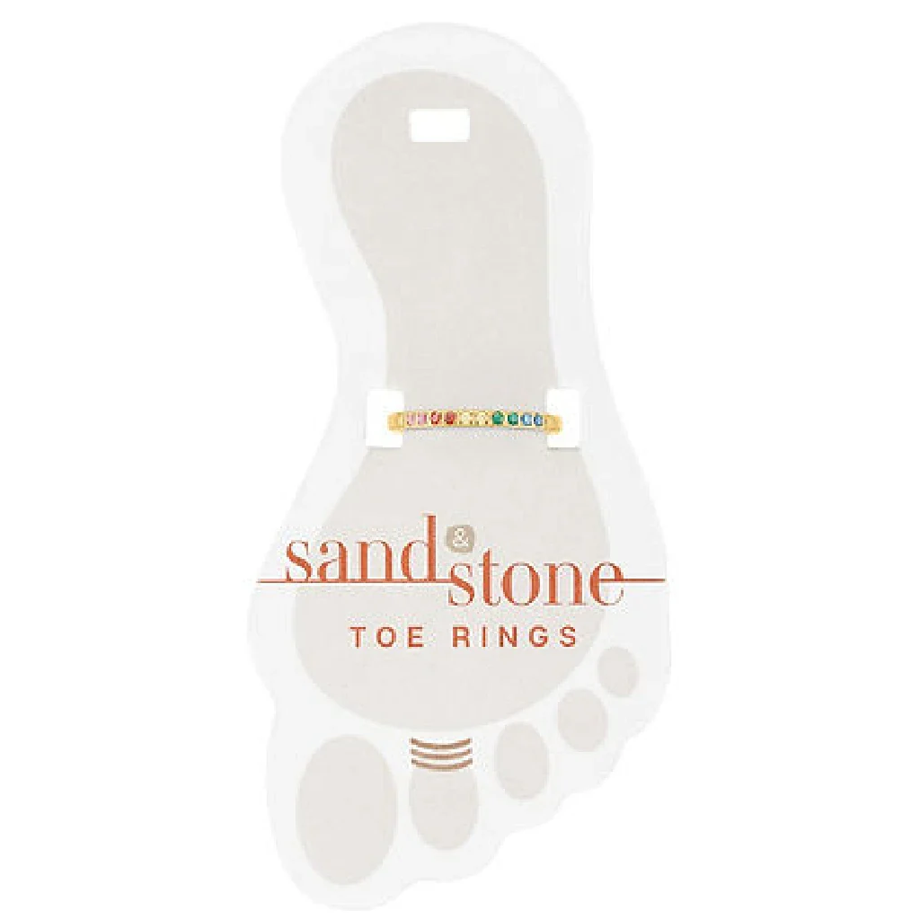 Center Court : Gold Thin Multi-Color Sand & Stone Toe Ring