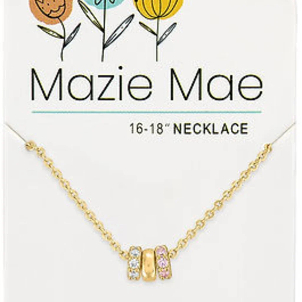 Mazie Mae : Gold Trio CZ Wheel Charm Mazie Mae Necklace