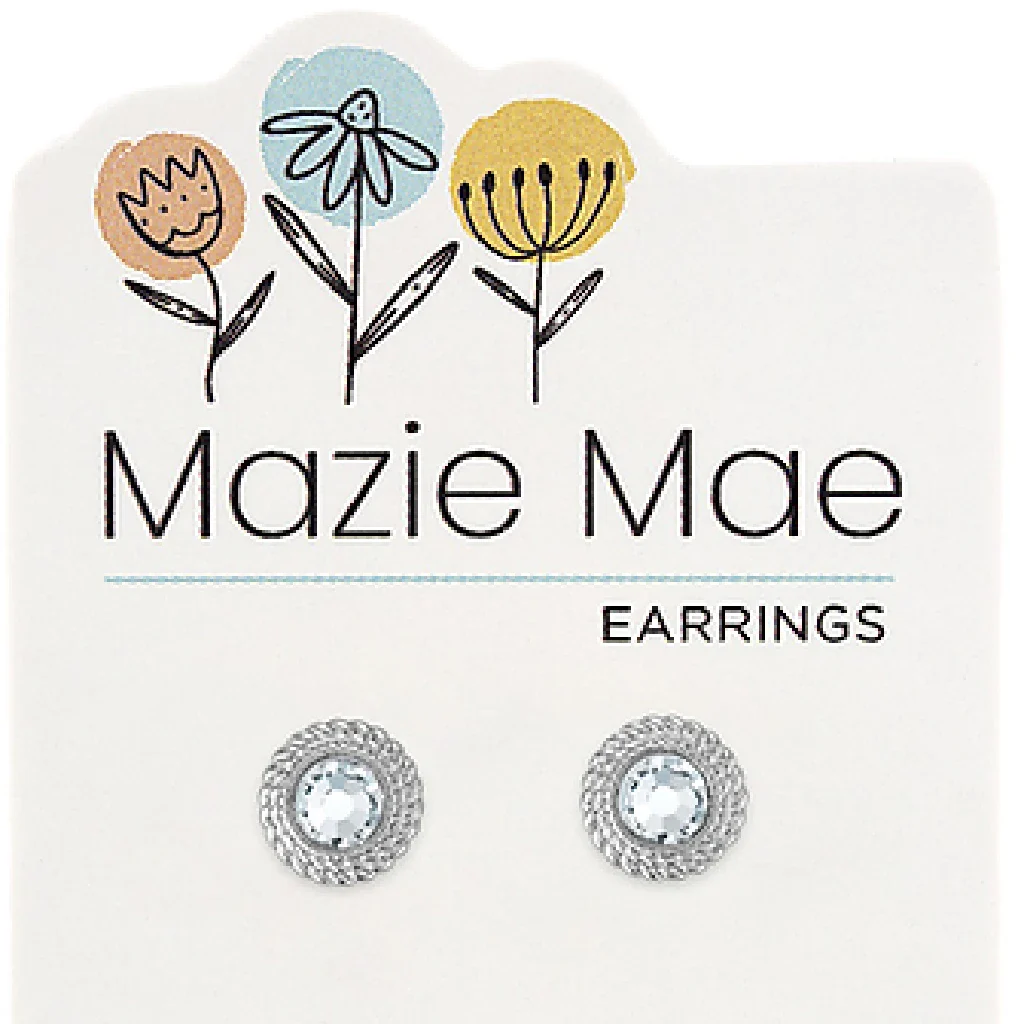 Mazie Mae : Silver Braided CZ Stud Mazie Mae Earring