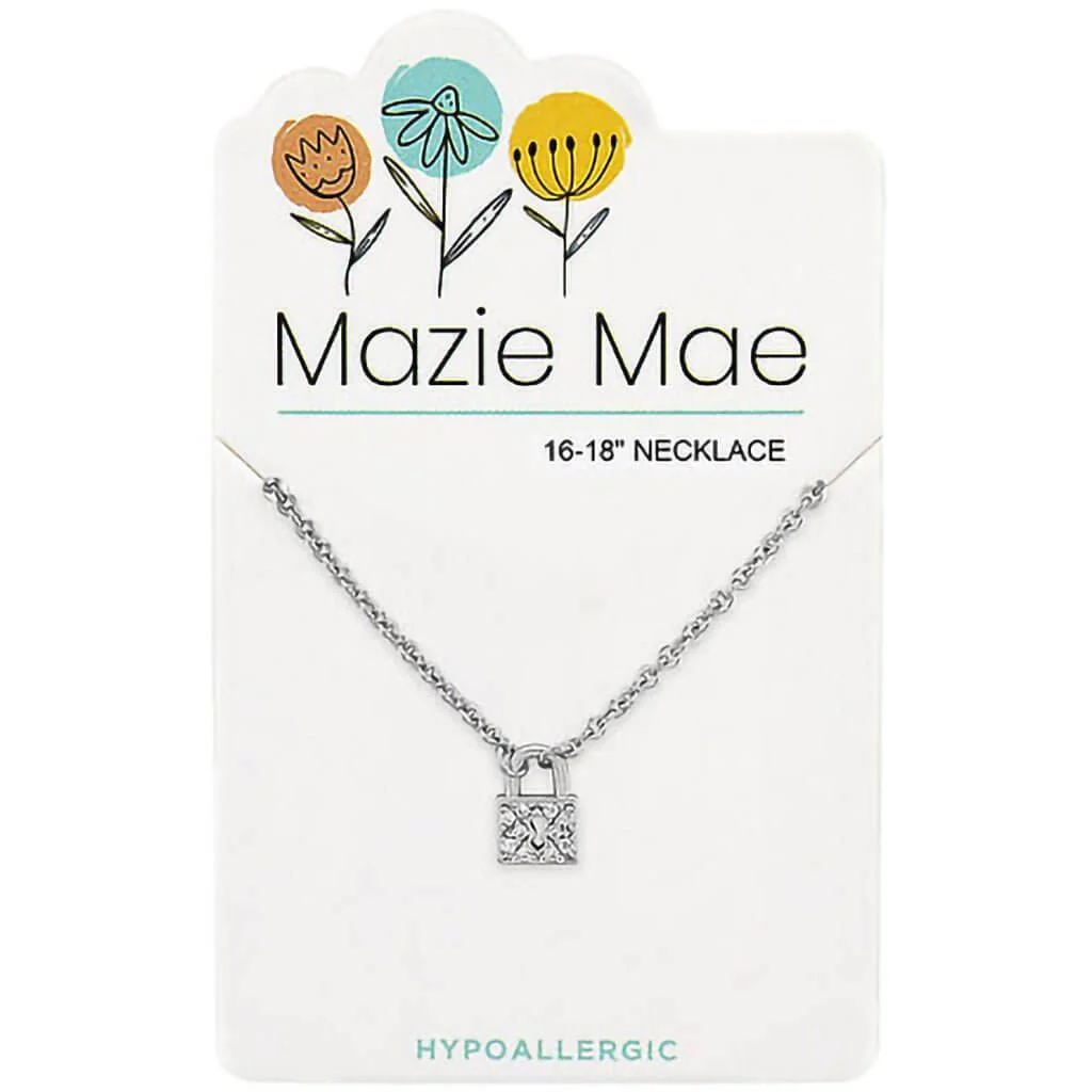 Mazie Mae : Silver CZ Padlock Necklace