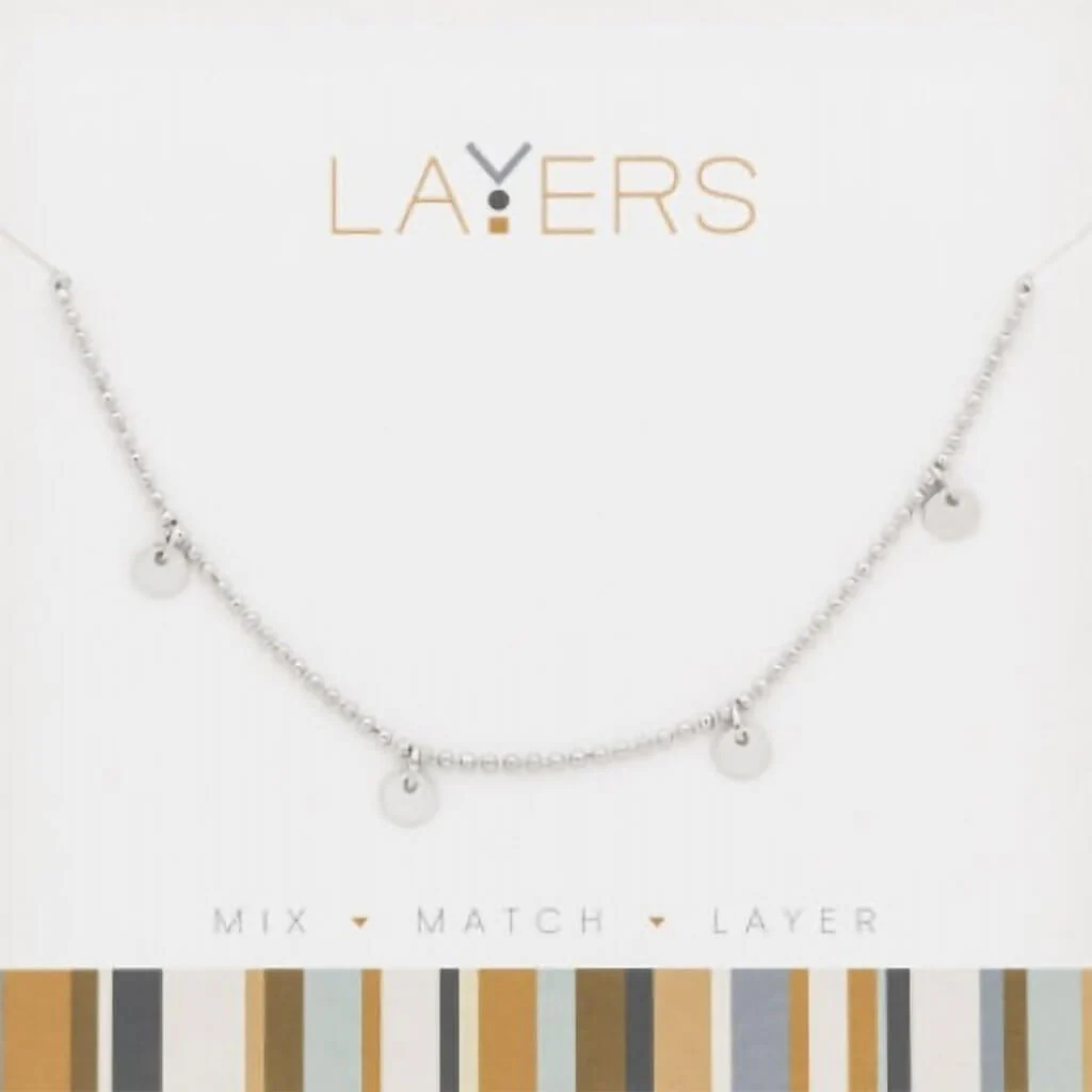 Layers : Silver Decorative Disc Necklace - Image 2