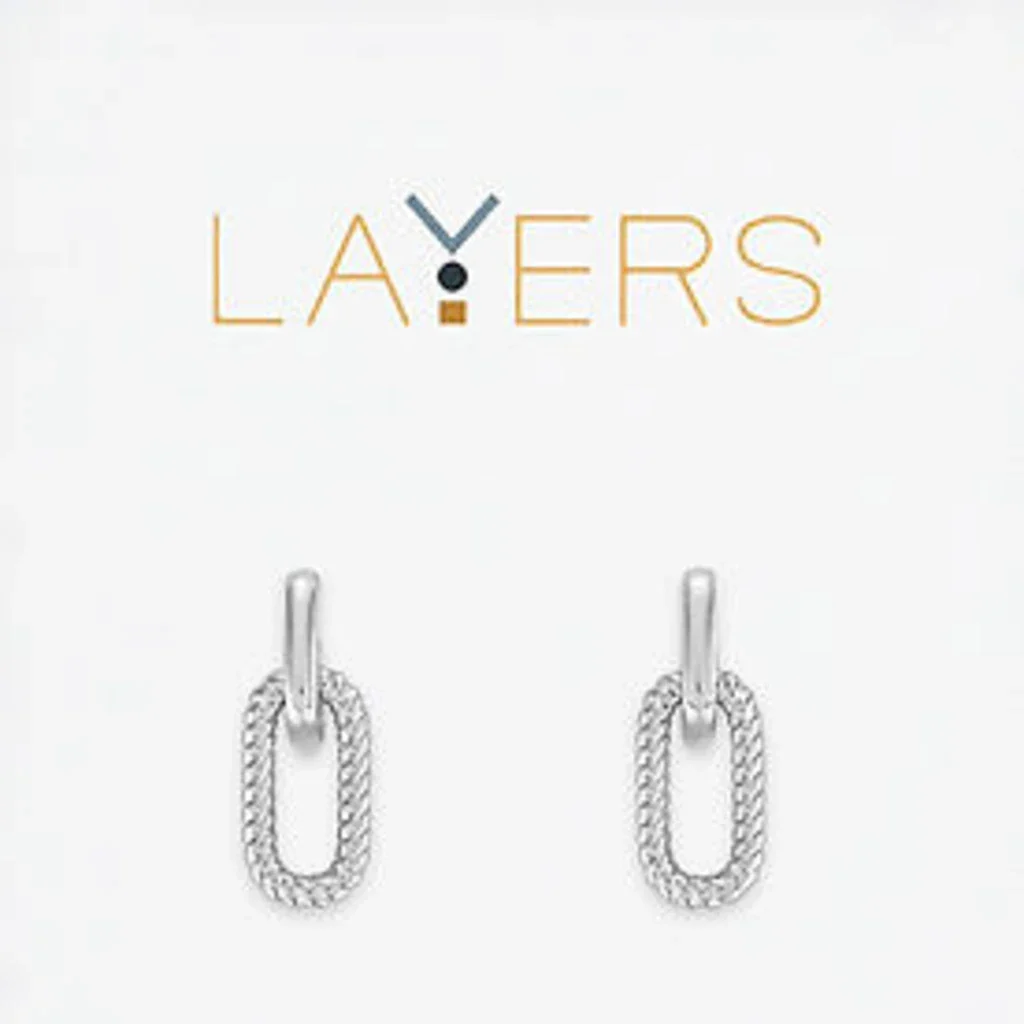 Layers : Silver Double Link Huggie Layers Earrings