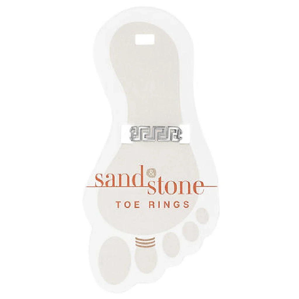 Center Court : Silver Greek Key Sand & Stone Toe Ring