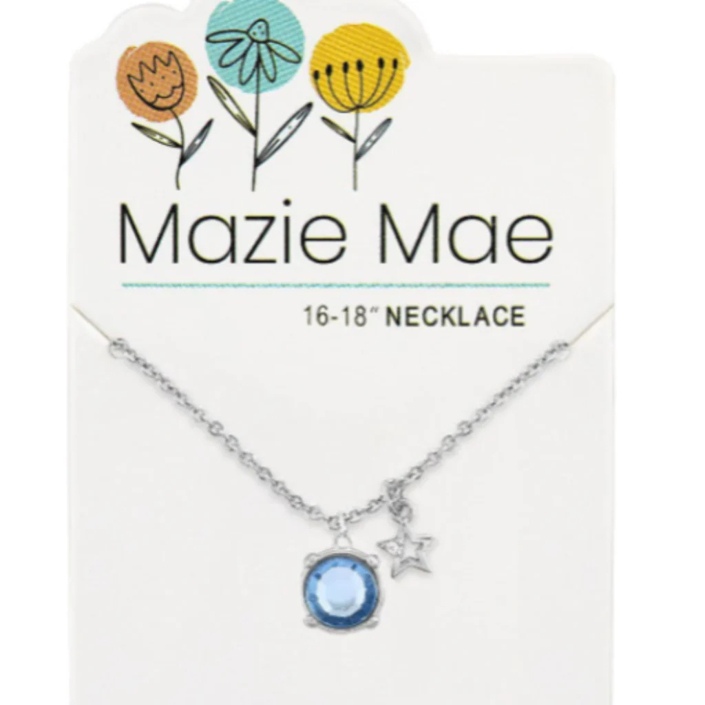 Center Court : Silver Light Saphire Solitaire Necklace