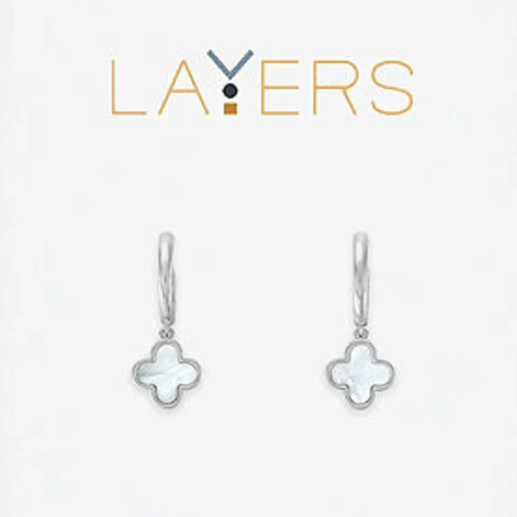 Center Court : Silver Quatrafoil Huggie Layers Earring