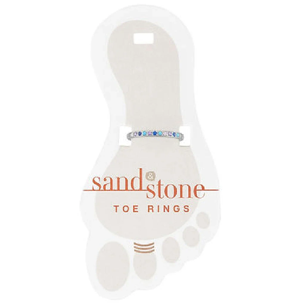 Center Court : Silver Thin Multi Blue Sand & Stone Toe Ring