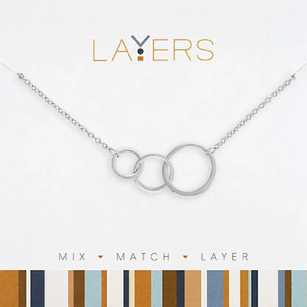 Center Court : Silver Trio Open Circles Layers Necklace
