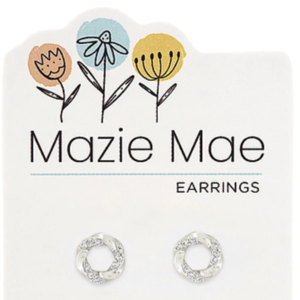 Mazie Mae: Silver Twisted CZ Loop Stud Mazie Mae Earring
