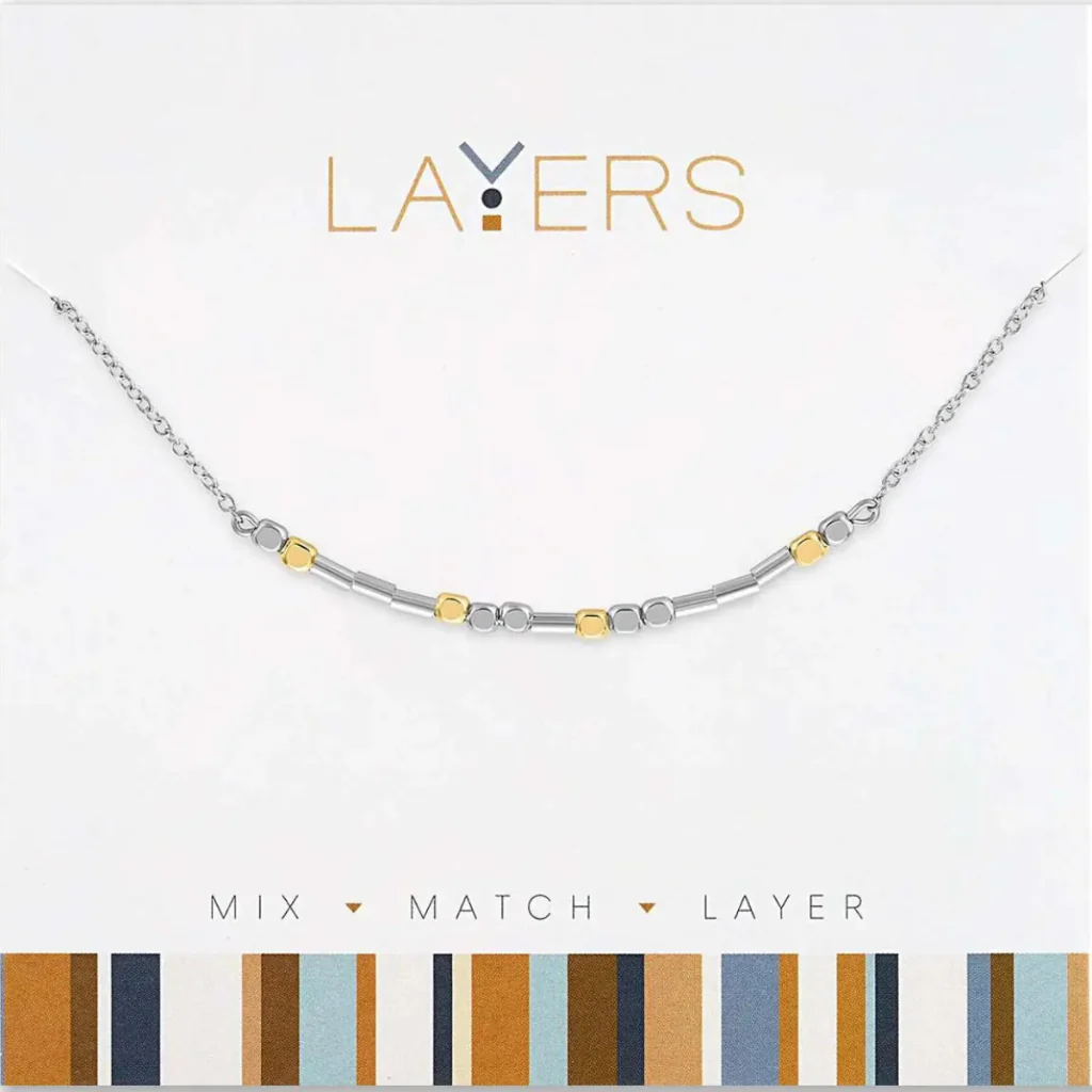Center Court : Silver Two-Tone Mini Beaded Layers Necklace