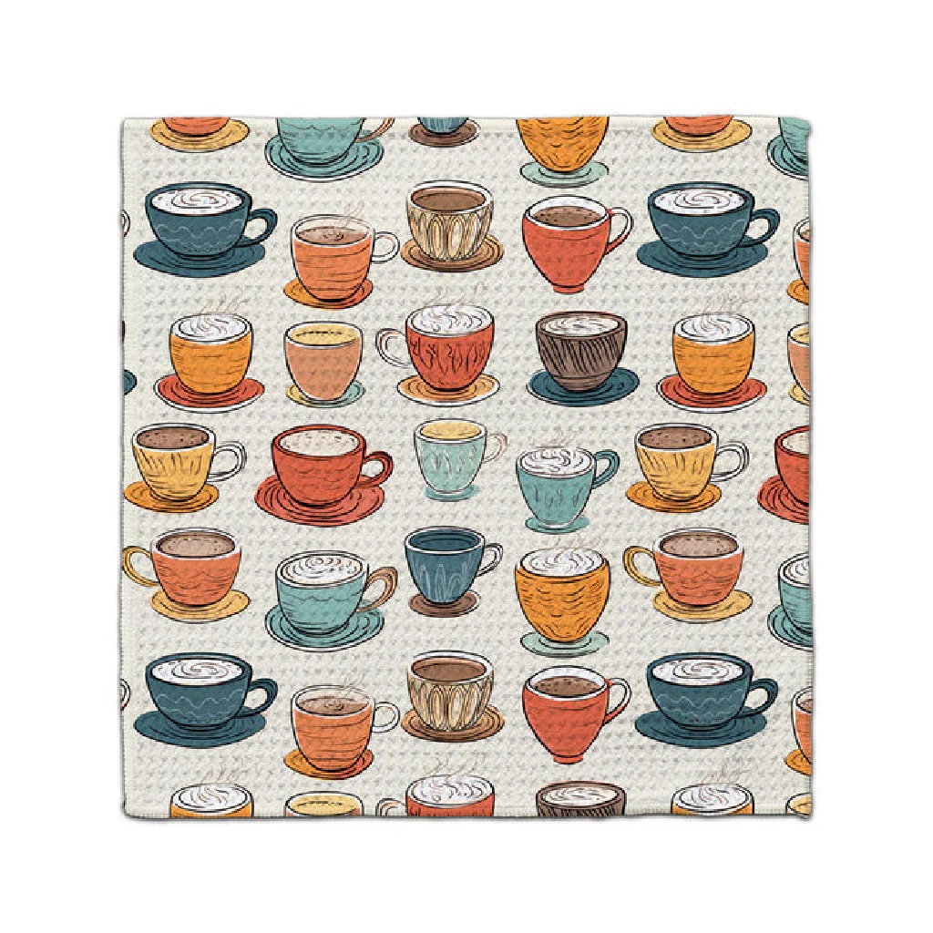 CJ Bella: Coffee Cups on Saucers Eco-Friendly Washcloth