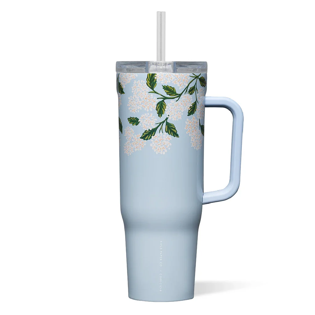 Corkcicle : Rifle Paper Co. Cruiser - Blue with White Hydrangeas