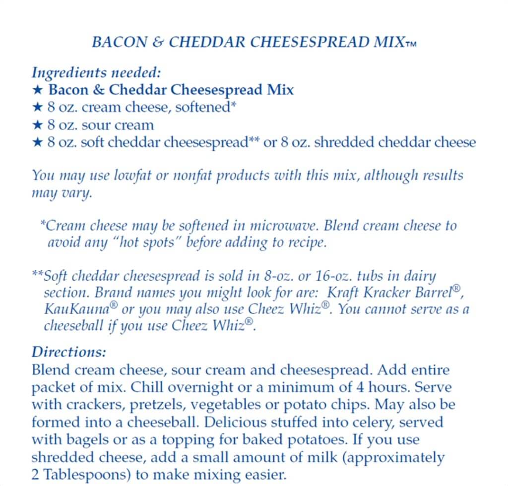 Country Home Creations : Bacon & Cheddar Cheesespread Mix - Image 4
