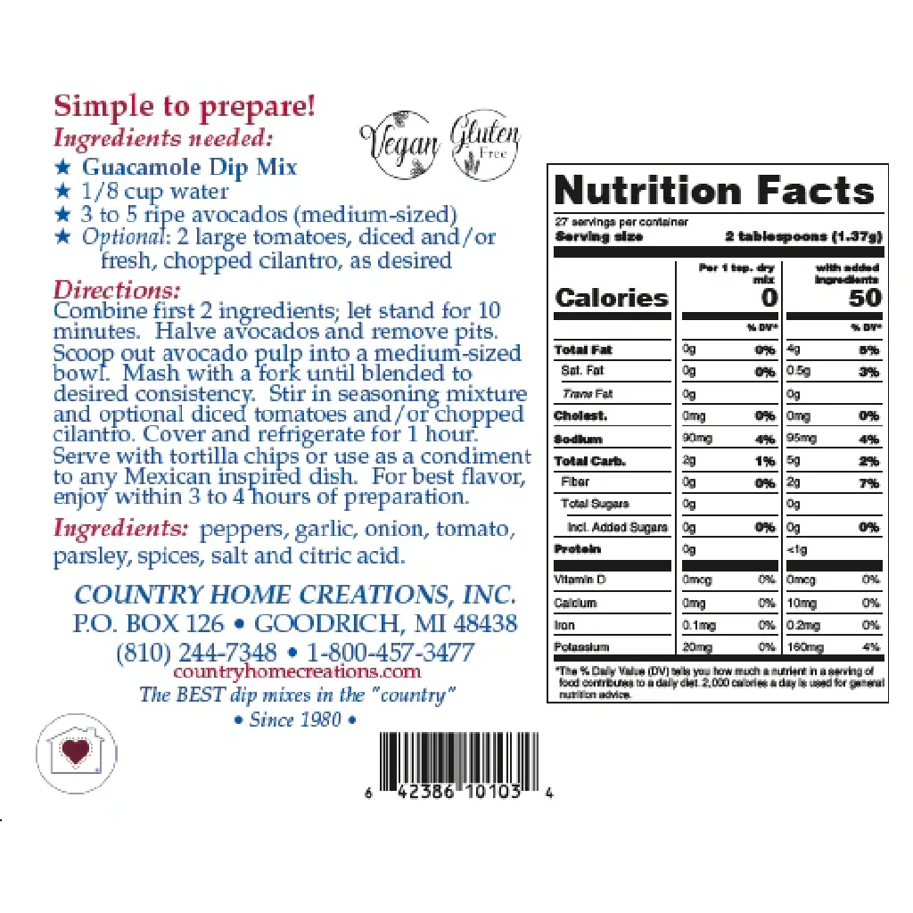 Country Home Creations : Guacamole Dip Mix - Image 2