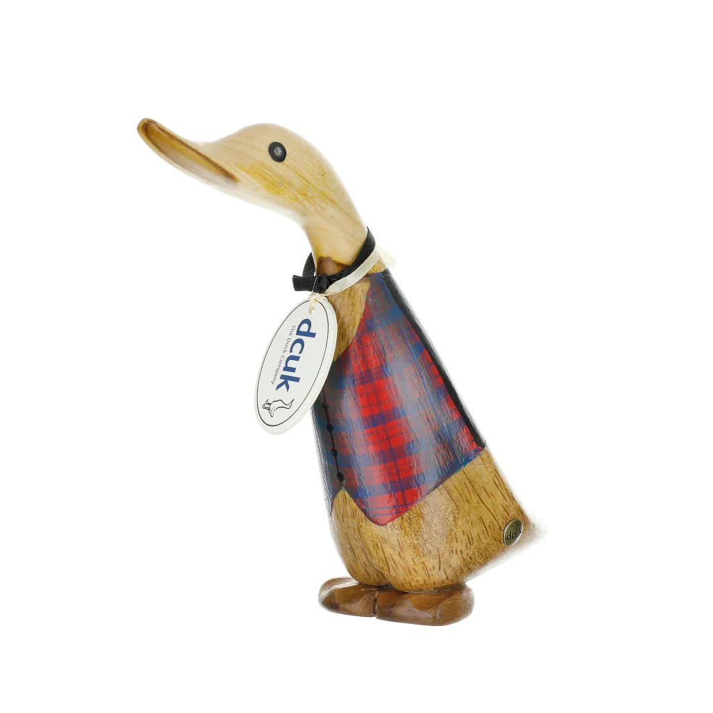 DCUK:  Wooden Tartan Waistcoat Ducklings – Hand-Carved Bamboo Root Figurines - Image 4
