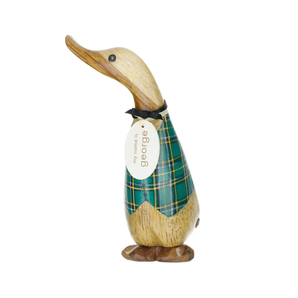 DCUK:  Wooden Tartan Waistcoat Ducklings – Hand-Carved Bamboo Root Figurines - Image 5