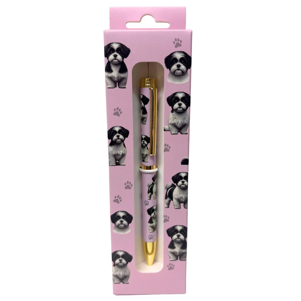 E & S : Black and White Shih Tzu Ball Point Pen