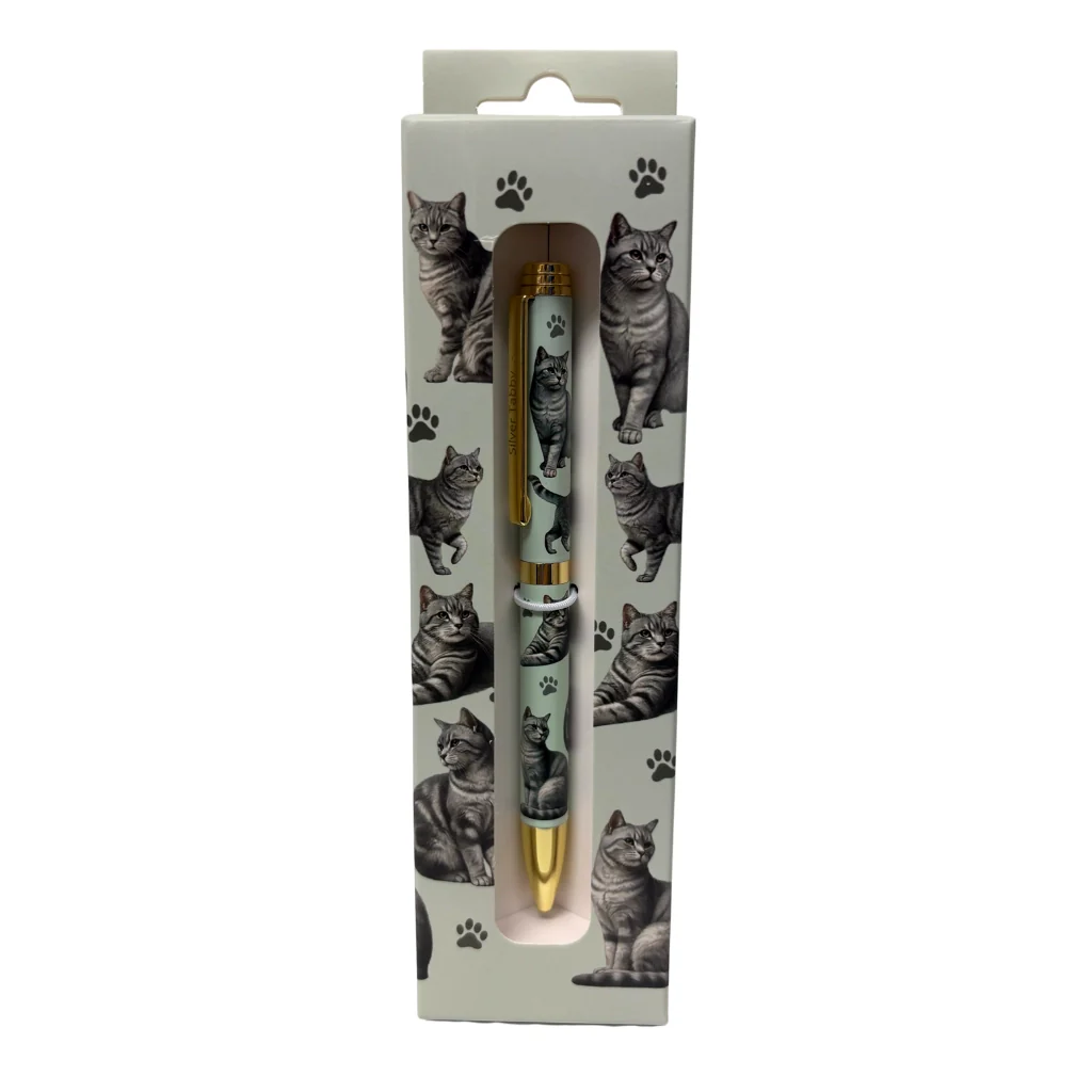 E & S : Silver Tabby Cat Ball Point Pen