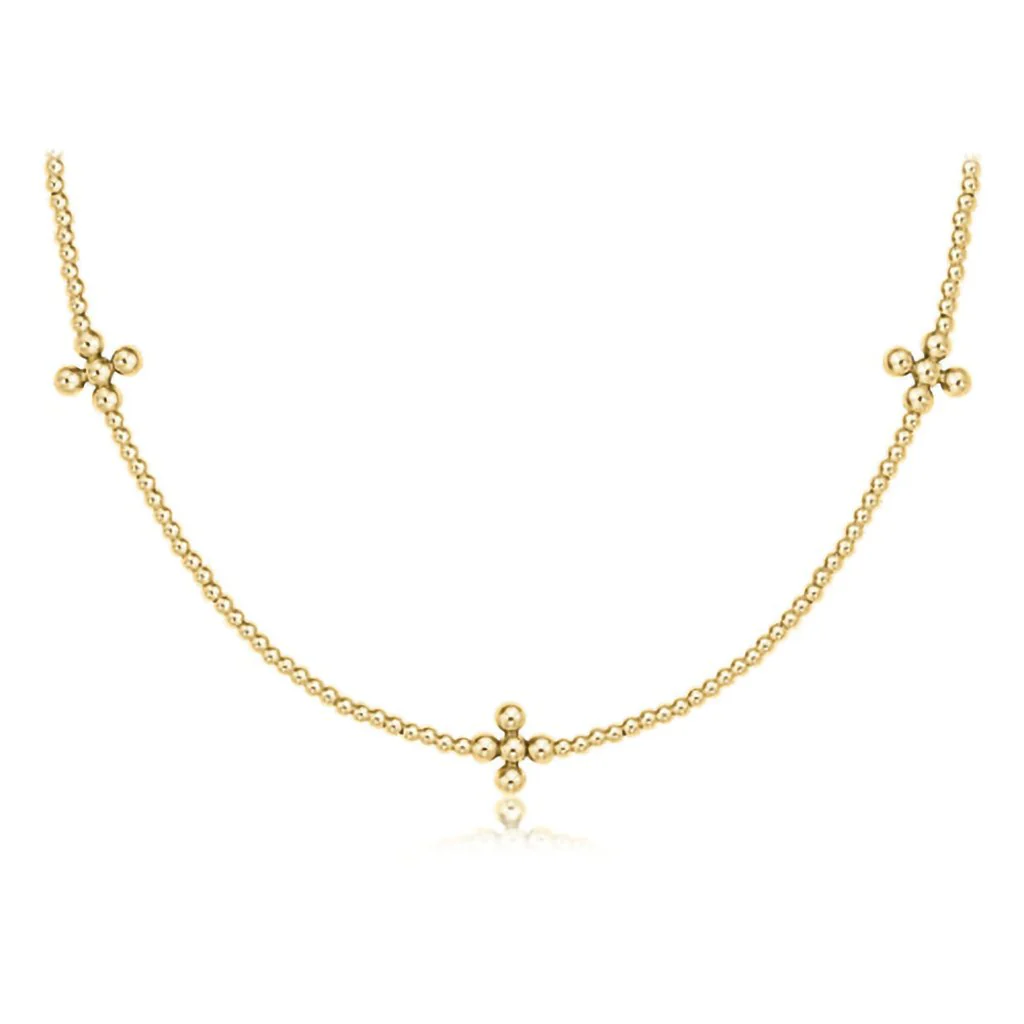 enewton design :  15" Choker Signature Cross Gold Pattern 2mm Bead- Gold