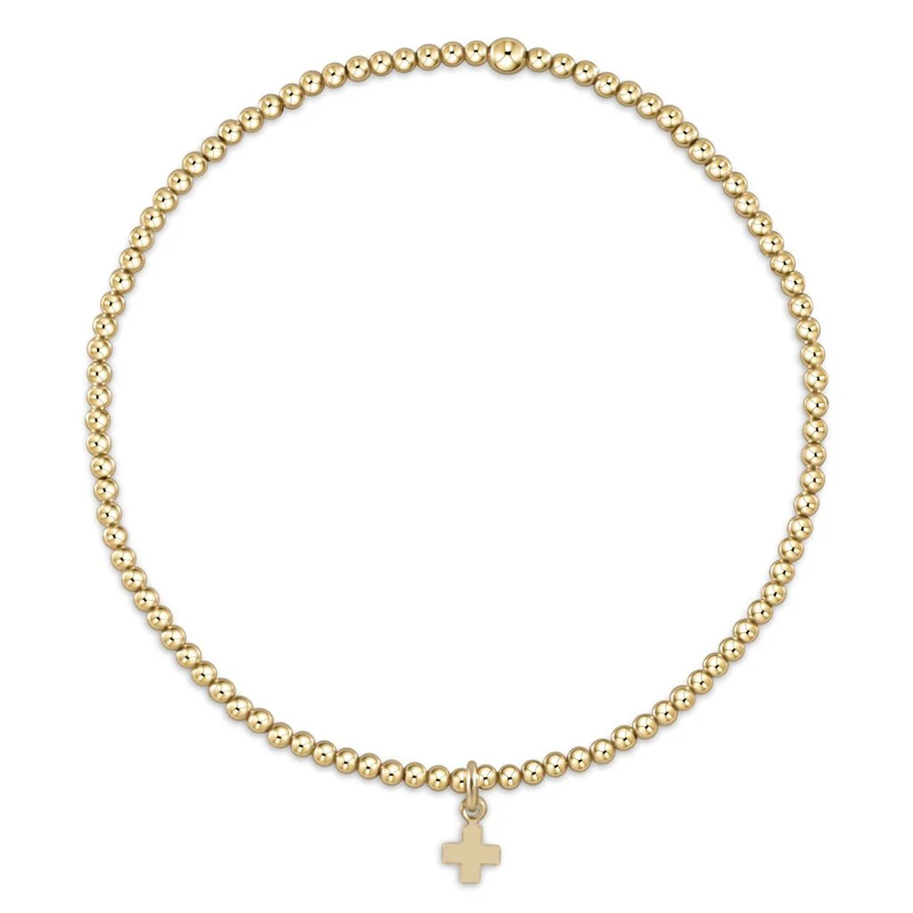 enewton design : Classic gold 2mm Bead Bracelet  6.25"- signature cross small gold