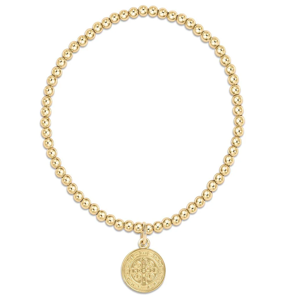 enewton design :  Classic gold 3mm bead Bracelet 6.25" - blessing gold disc