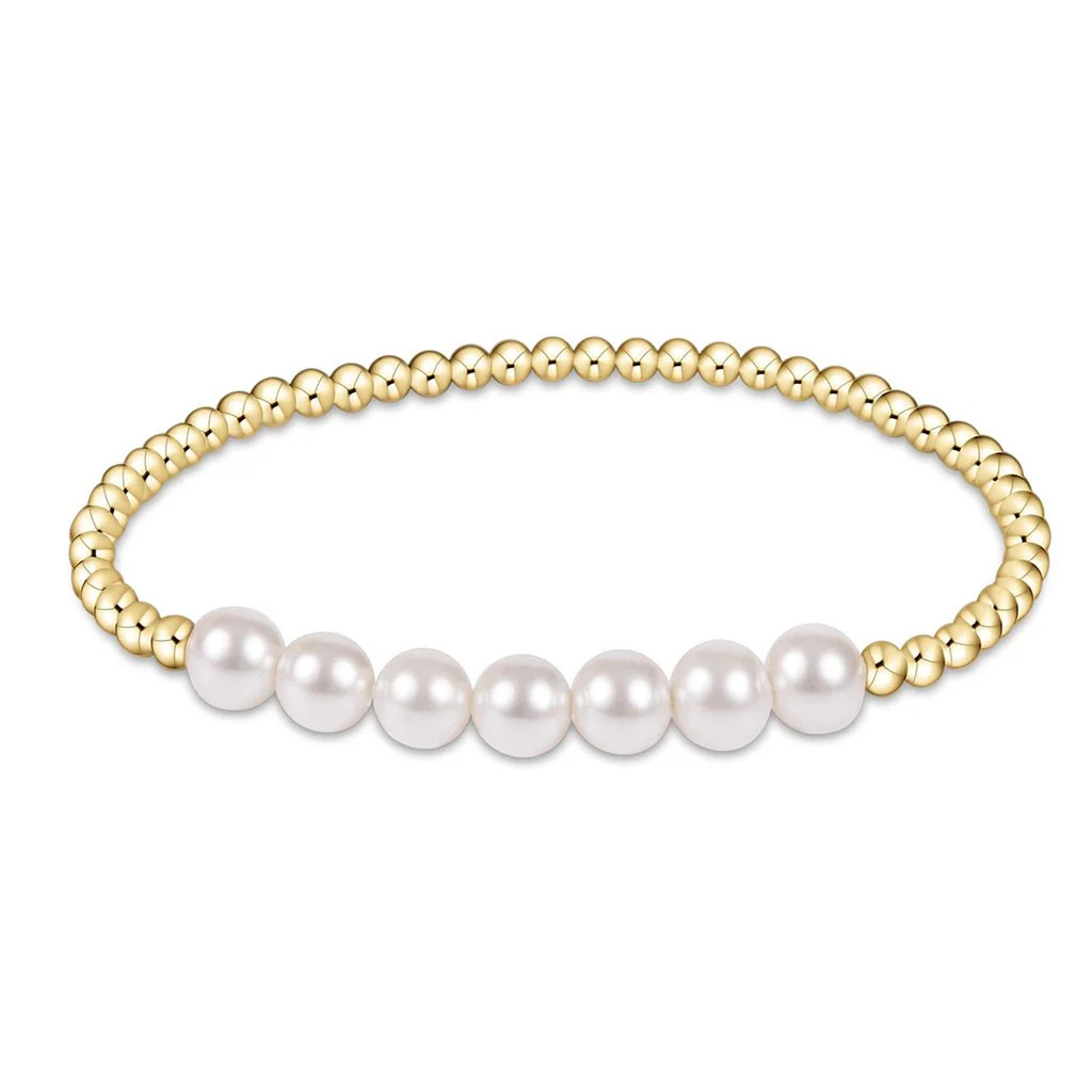 enewton design :  Classic gold beaded bliss 3mm Bead Bracelet 6.25" - 6mm pearl