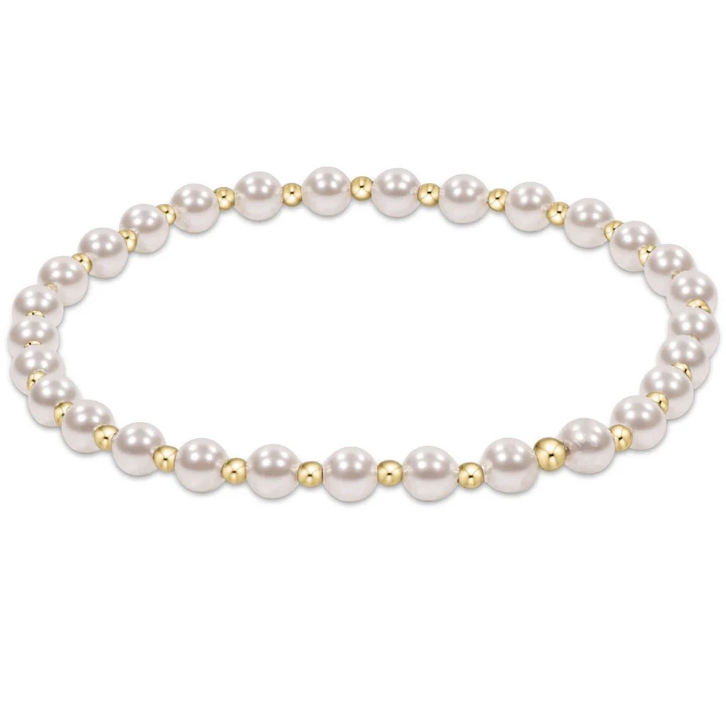 enewton design : Classic Grateful 2mm Gold Bead Bracelet 6.25" - 4mm Pearl
