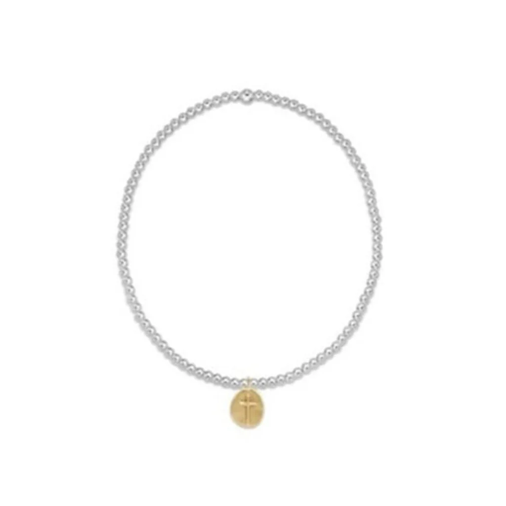enewton design : Classic Sterling Mixed Metal 2mm Bead Bracelet 6.25" - Inspire Small Gold Charm