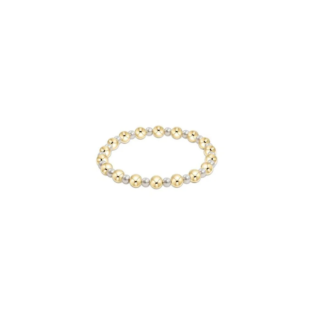 enewton design :  Grateful Pattern 4mm Pearl Bead Bracelet 6.25" - 6mm Gold