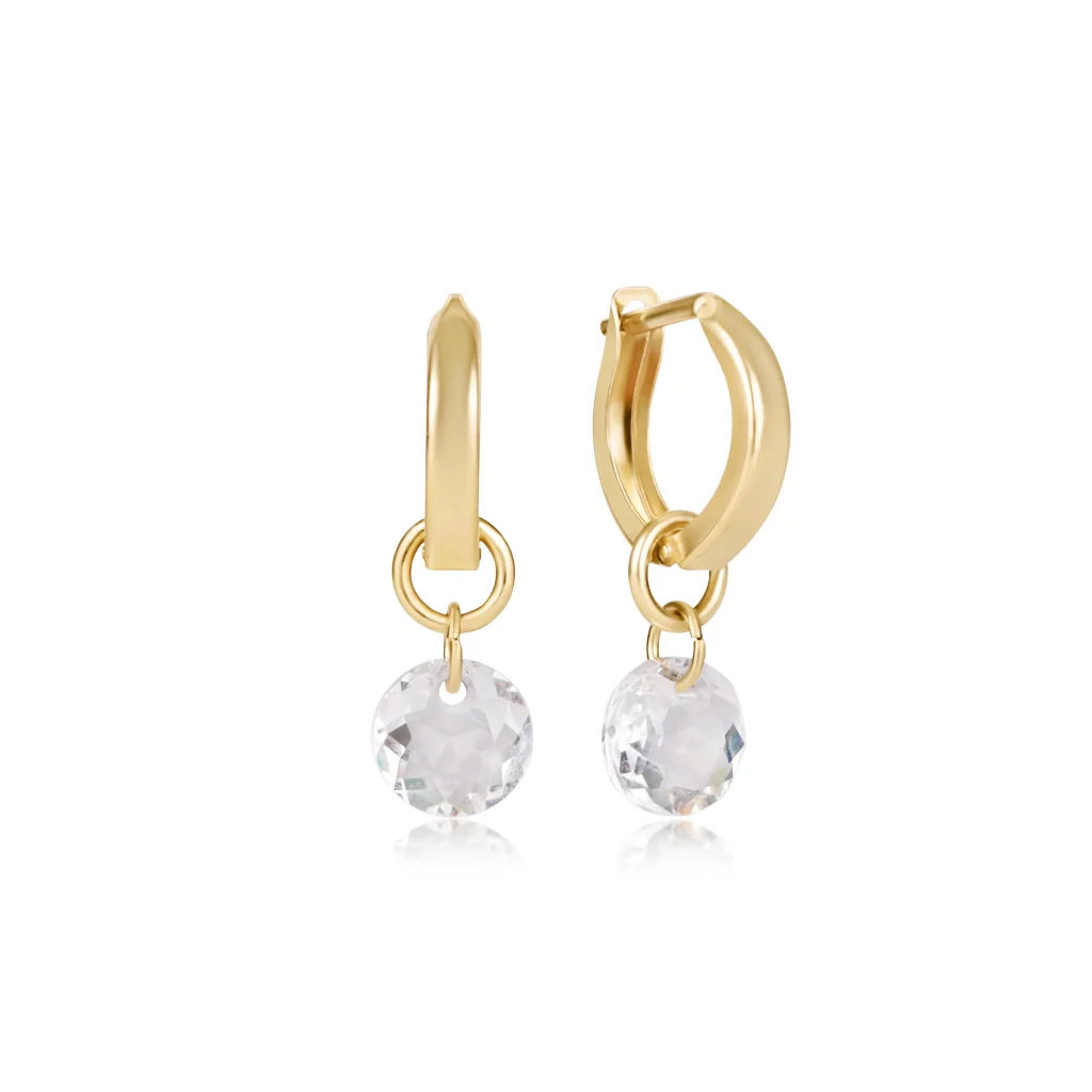 Enewton Design  : Huggie Gold 0.5" Hoop Earrings -Charm - Apr Birthstone