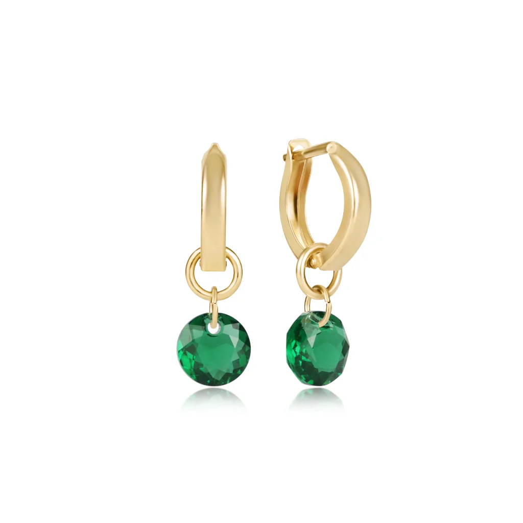 Enewton Design  : Huggie Gold 0.5" Hoop Earrings -Charm - May Birthstone
