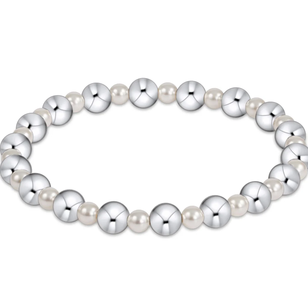 enewton design : Pearl Grateful Pattern 4mm Bead Bracelet 6.25"- 6mm Sterling