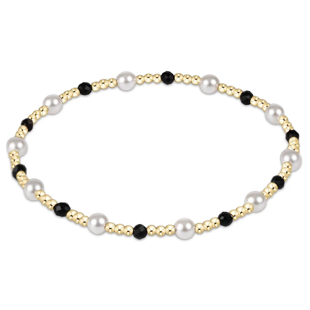 enewton design : Pearl Sincerity Pattern Bead Bracelet 6.25" - 4mm faceted onyx