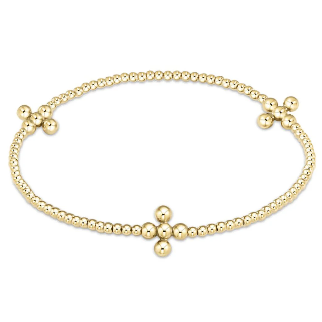 enewton design : Signature Cross Gold Pattern 2mm Bead Bracelet 6.25"- Gold