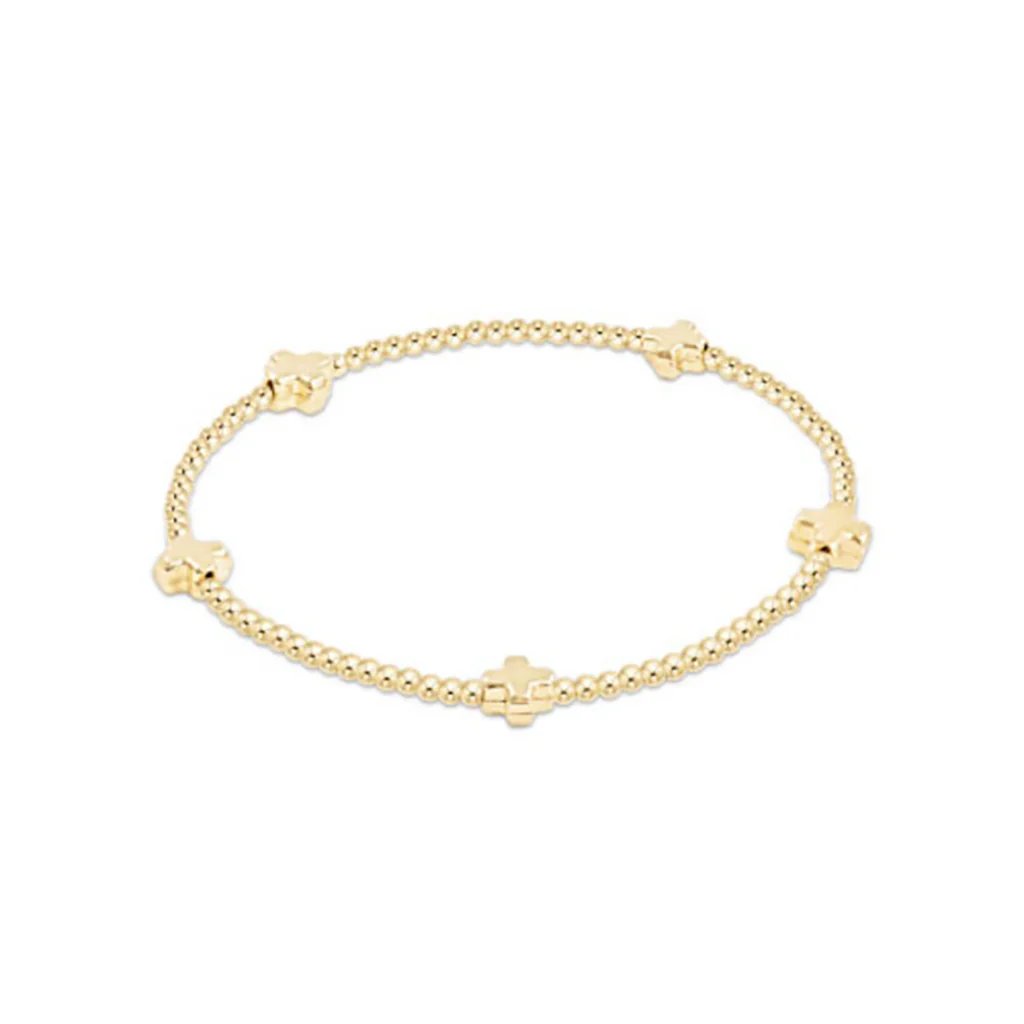 enewton design : Signature Cross Gold Pattern Bead Bracelet 6.25" - 2mm
