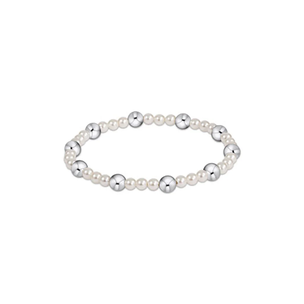 enewton design : Sincerity Pattern 4mm Pearl Bead Bracelet 6.25"- 6mm Sterling