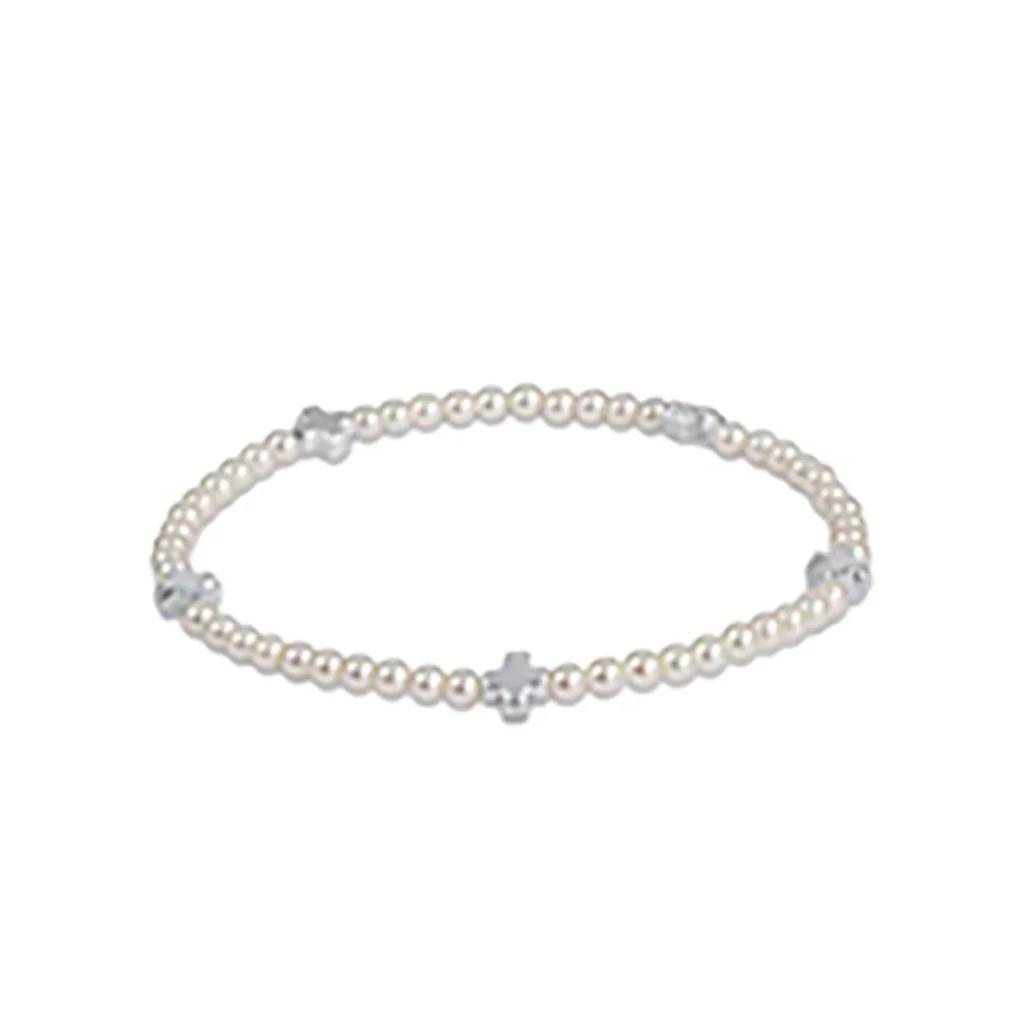 enewton design : Signature Sterling Cross Bead Bracelet 6.25"- 4mm Pearl