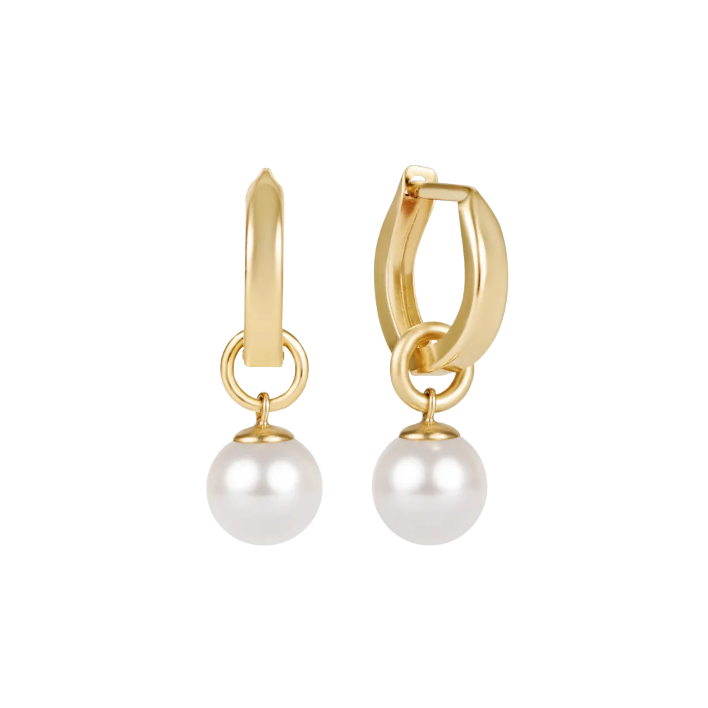 enewton design : Huggie Gold 0.5" Hoop - Classic Pearl 8mm