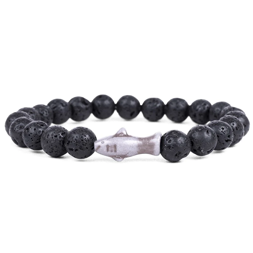 Fahlo : The Voyage Bracelet in Lava Stone - Shark