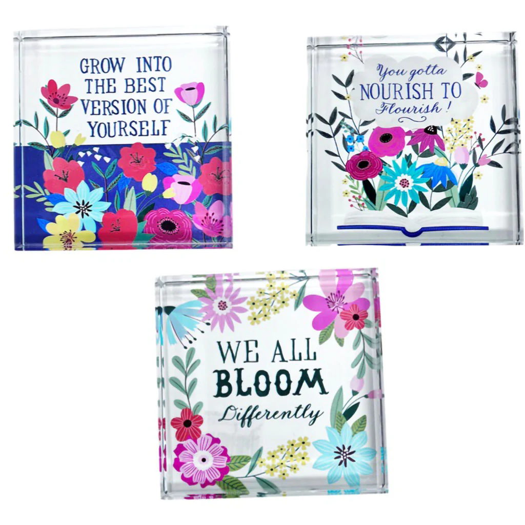 Ganz : Spring Beveled Glass Block (1) - Assorted 1 at random. Style can not be chosen.